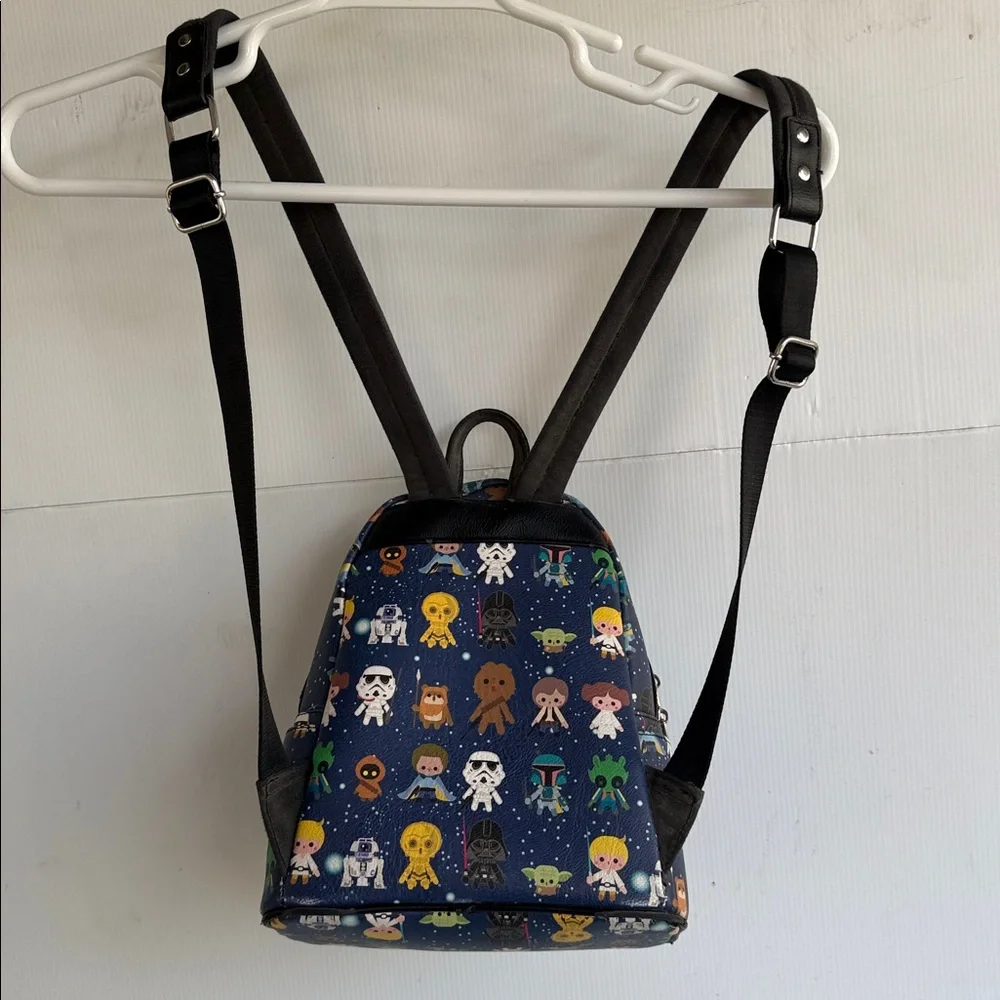LOUNGEFLY STAR WARS CHIBI CHARACTER PRINT MINI BACKPACK R2-D2 C3PO LUKE EWOK